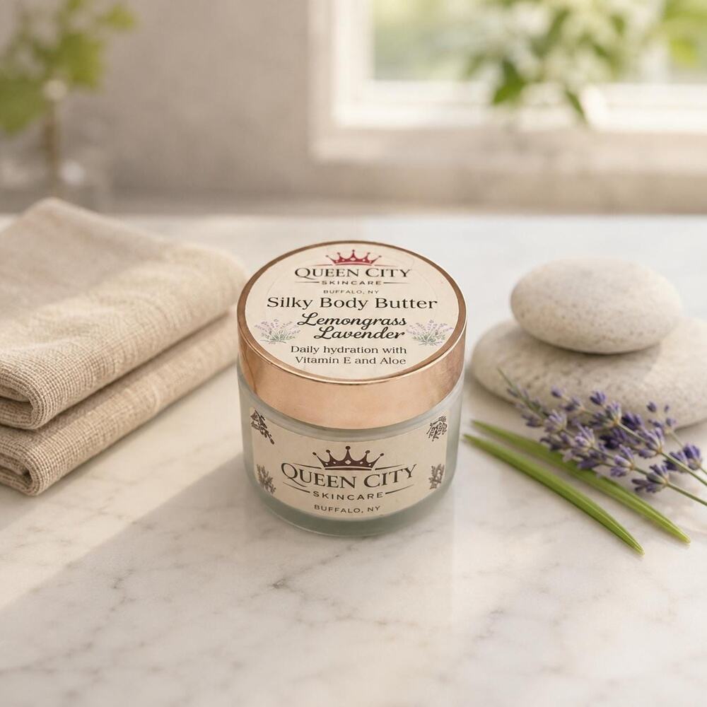 Lemongrass & Lavender Body Butter for Dry Skin, Lightweight Moisturizer